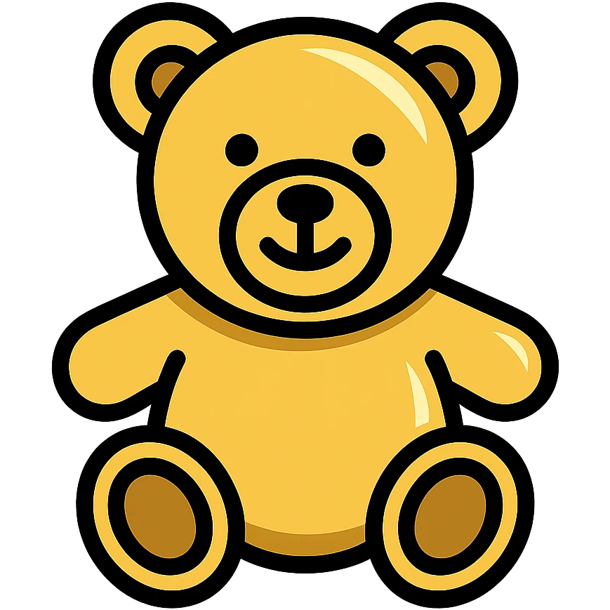 gold teddy bear, metallic, shiny icon emoji