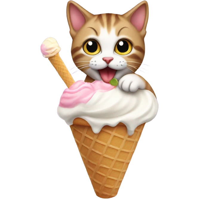 Kitten eating ice cream emoji