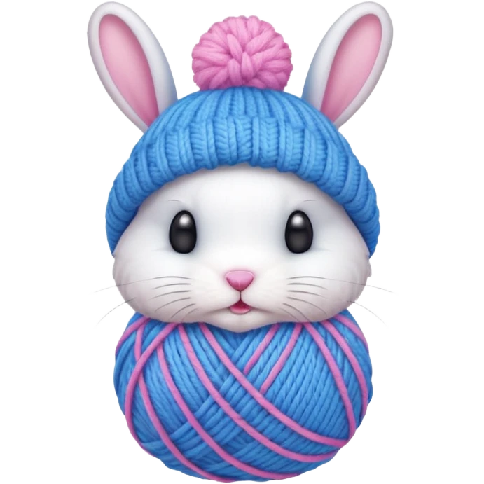 Bunny knitting yarn ball on head emoji
