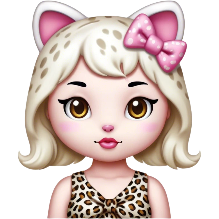 Hello kitty white leopard dress leopard bow emoji