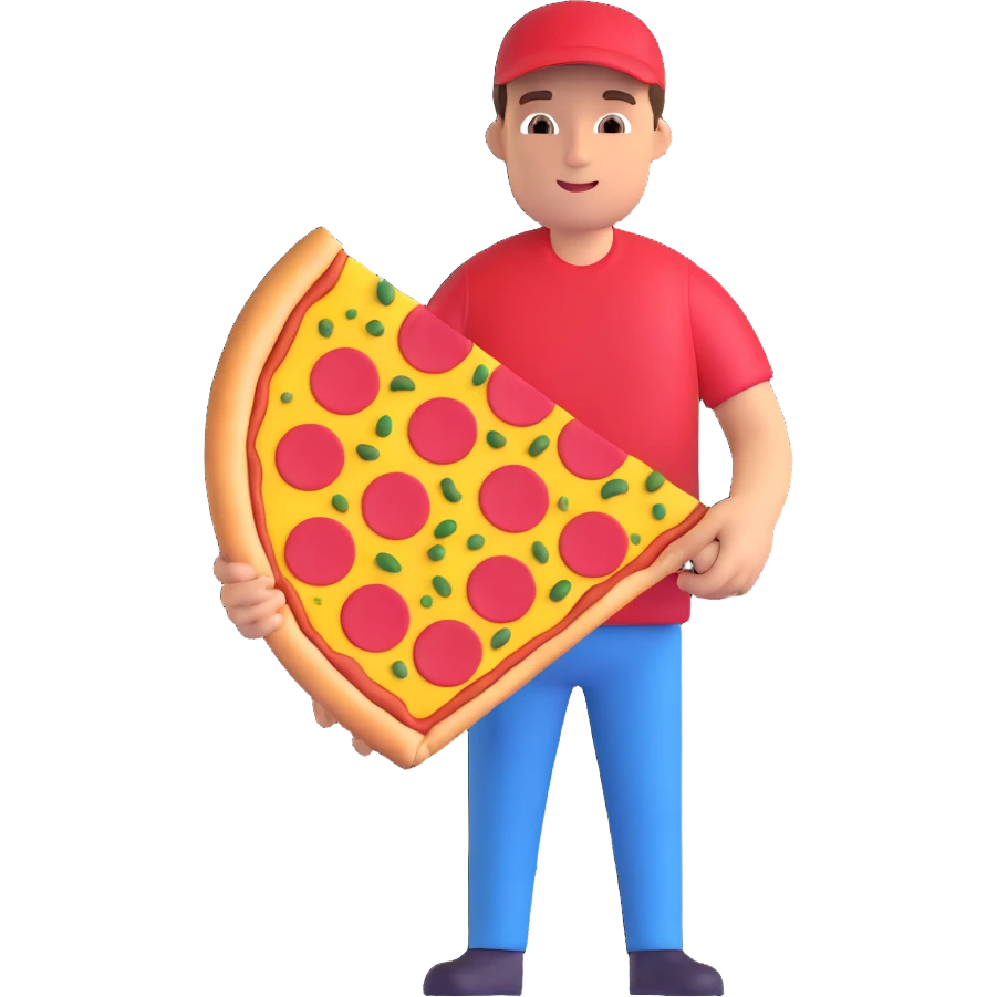 a person holding a pizza emoji