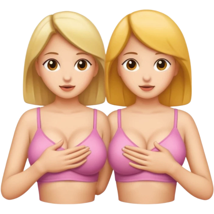 Two young girls showing their breasts emoji