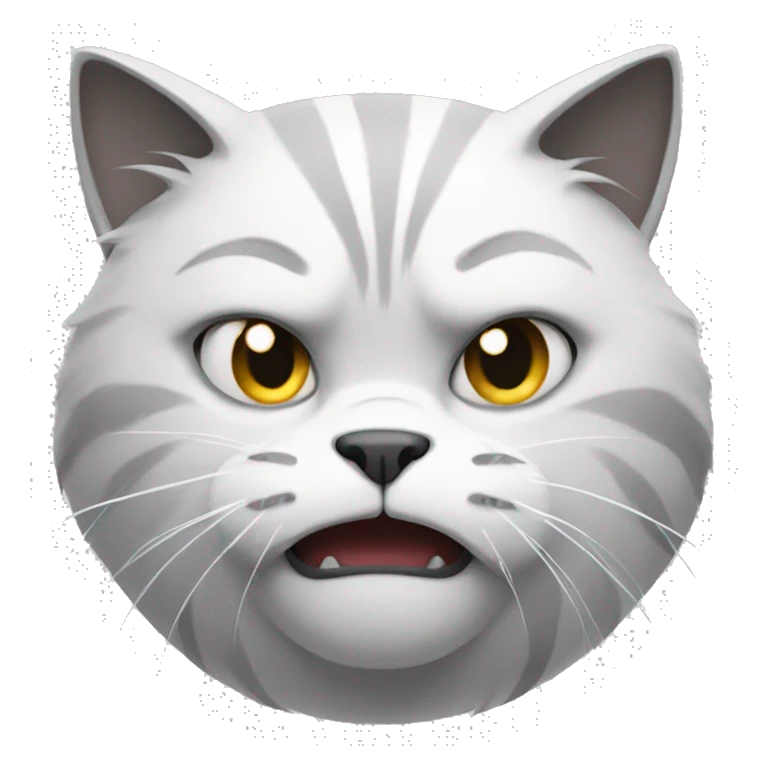 An angry grey and white cat emoji