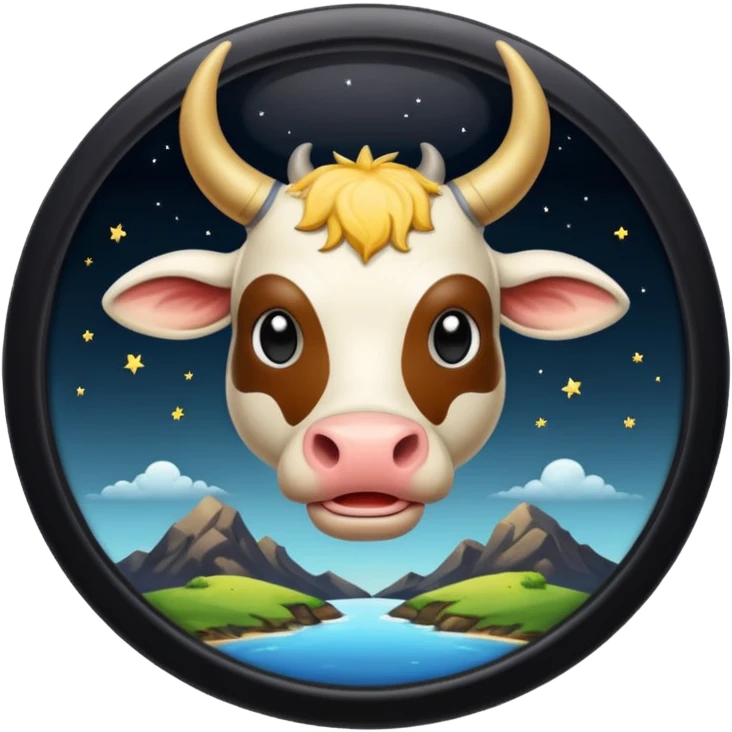İnek kafalı ayakları olan satürn emoji