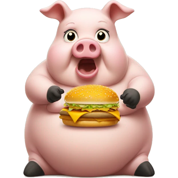 very fat pig eating mc donalds emoji