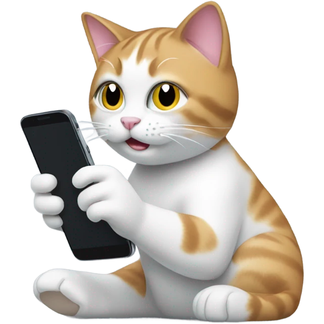 Cat using a smart phone emoji