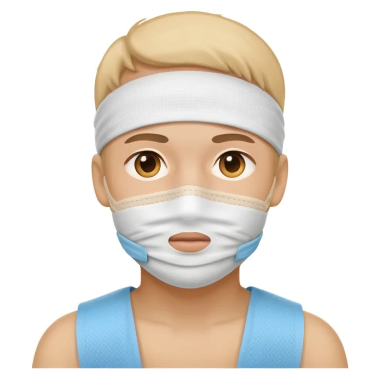 사랑니 빼서 붕대 감아놓은 얼굴 emoji