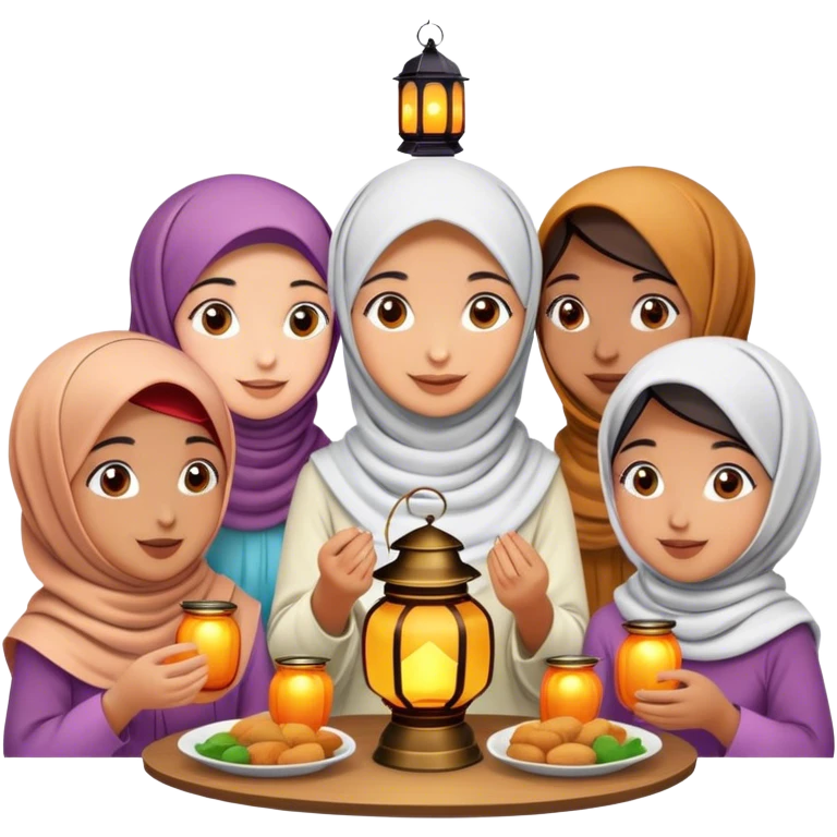 Feast for girls with Ramadan lantern  emoji