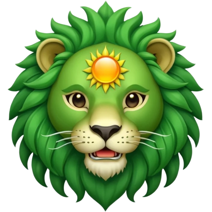 Majestic green lion with sun in his mouth emoji