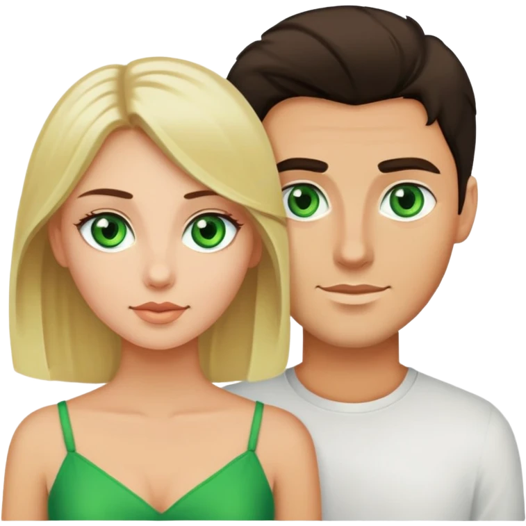 a couple of lovers, a green-eyed blonde and a guy with dark hair emoji
