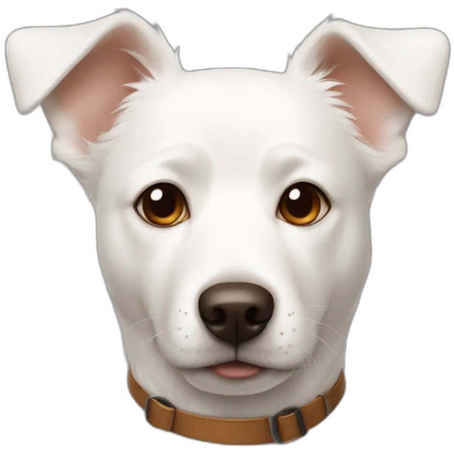 White dog with a brown spot on his eyes and both ears  emoji