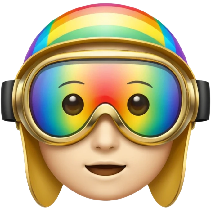 gold simulation rainbow visor goggles emoji