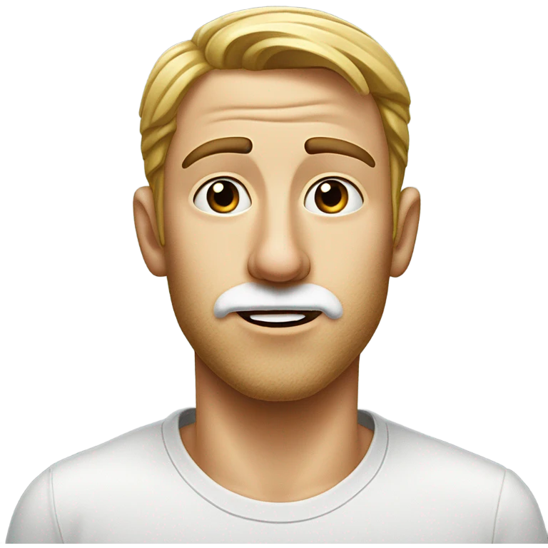 White guy with white sugar in nose emoji