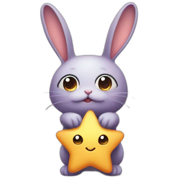 Cute star creature with bunny years emoji