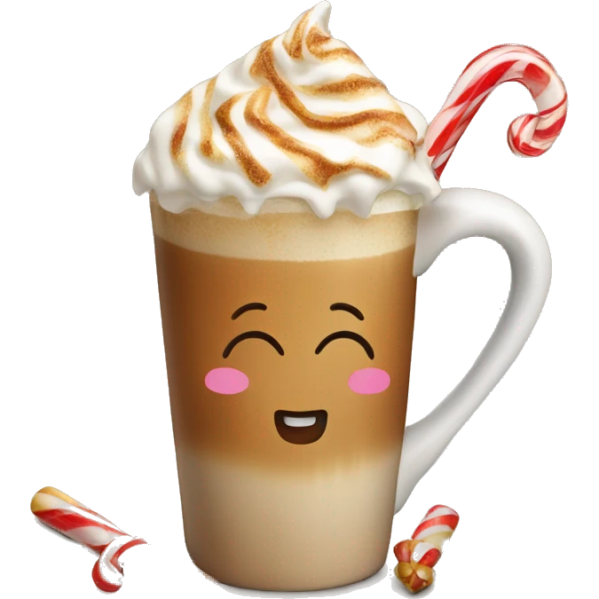 Caramel latte with Christmas candies emoji