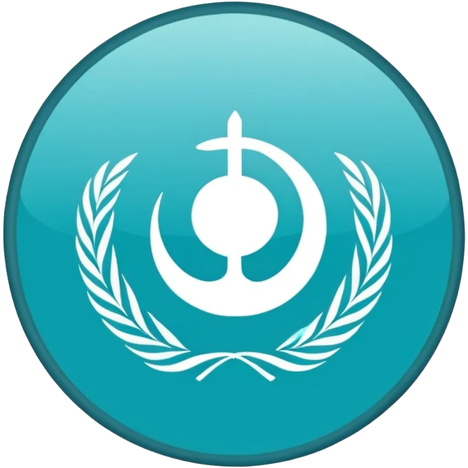 Un logo animado de un círculo color Turquesa y letras blancas con las siglas NHD emoji