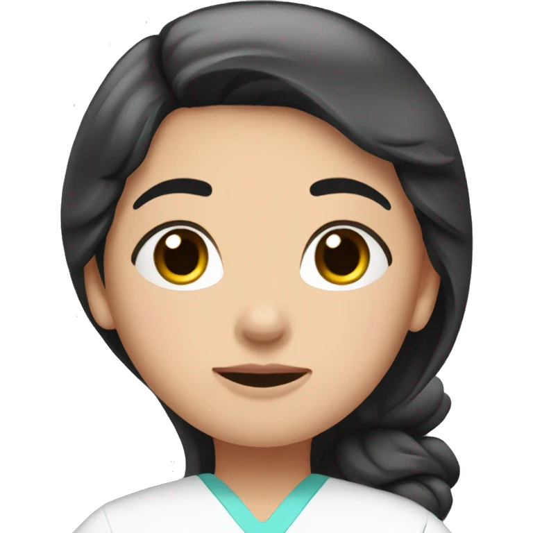Tired nurse in pink scrubs with black hair emoji