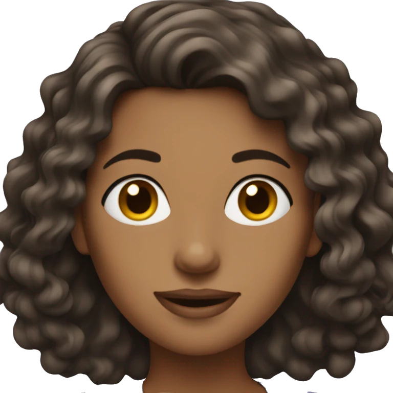 Brunette woman wavy hair emoji