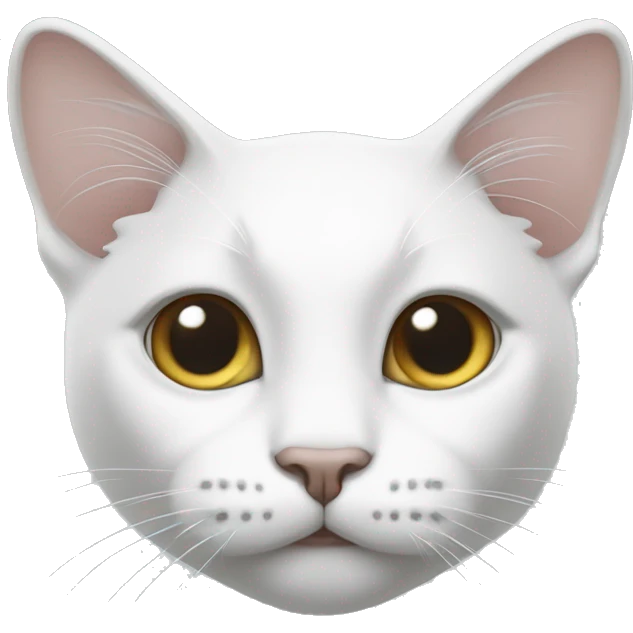 white cat’s face with medium gray facial pattern on forehead, ears, and nose. cheeks white emoji