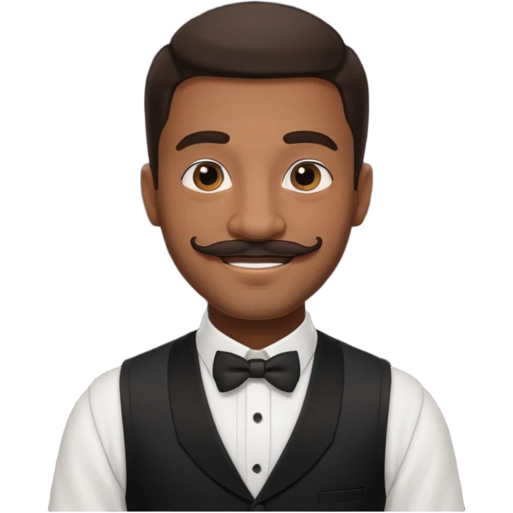 mustached black waiter man emoji