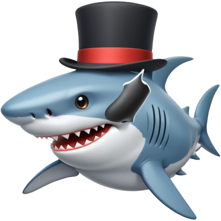 Shark with a top hat emoji