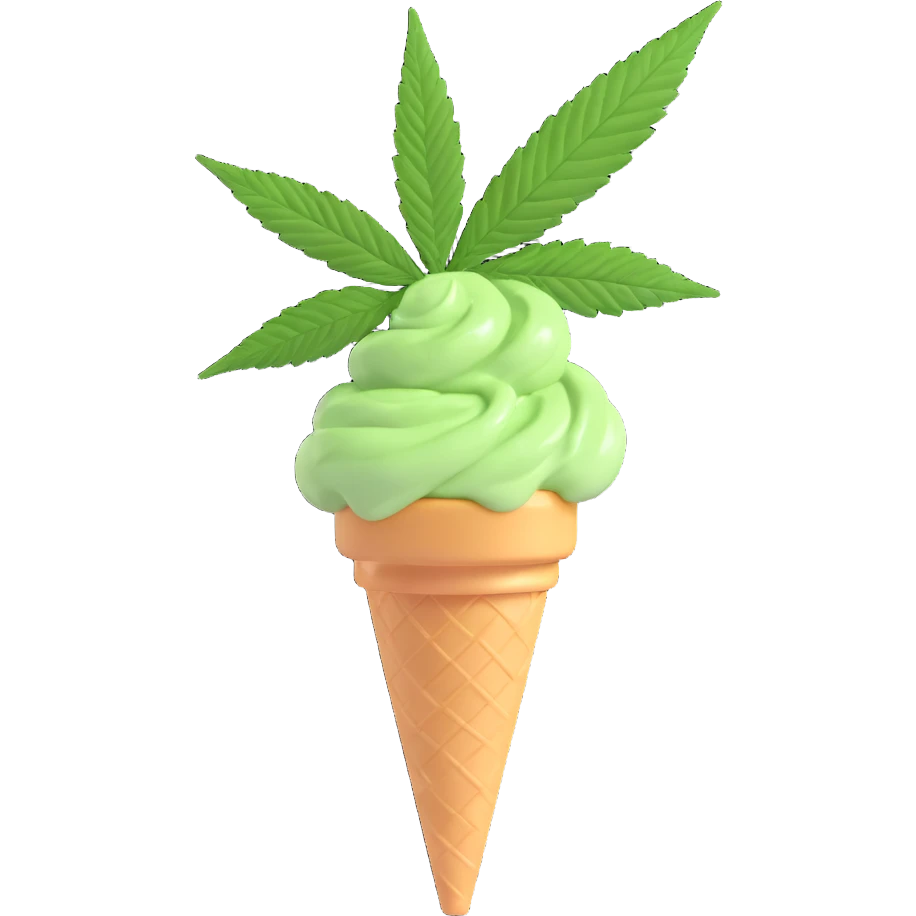 gelato with cannabis leaf emoji