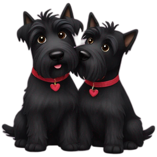 Two black Scottish terrier kissing emoji
