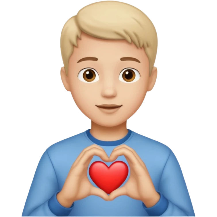 Un garçon beau qui fait un cœur emoji