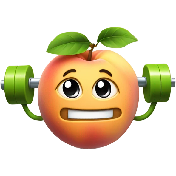 Peach winking and lifting weights with 2 arms  emoji