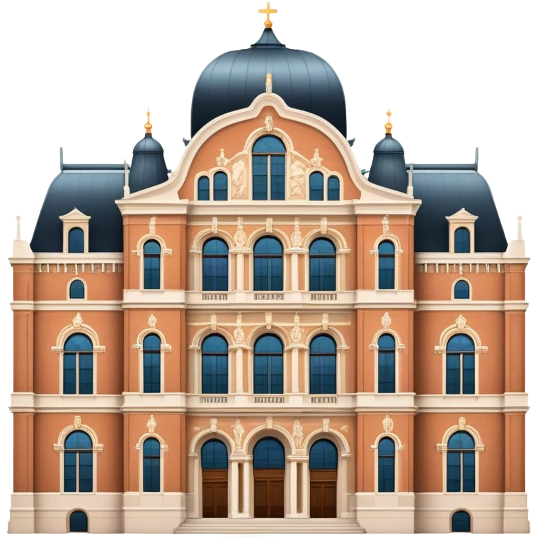Cinematic Realistic Rijksmuseum Landmark Emoji, depicted with the grand facade of the museum rendered in intricate detail and soft, historical lighting. emoji