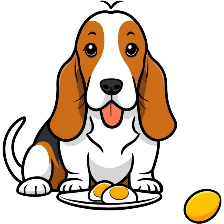 basset hound eating eggs emoji