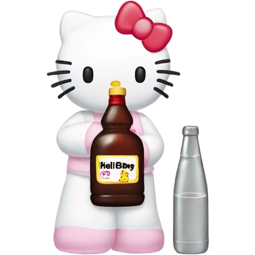 Hello kitty crying tears sad holding Hennessy bottle😭  emoji