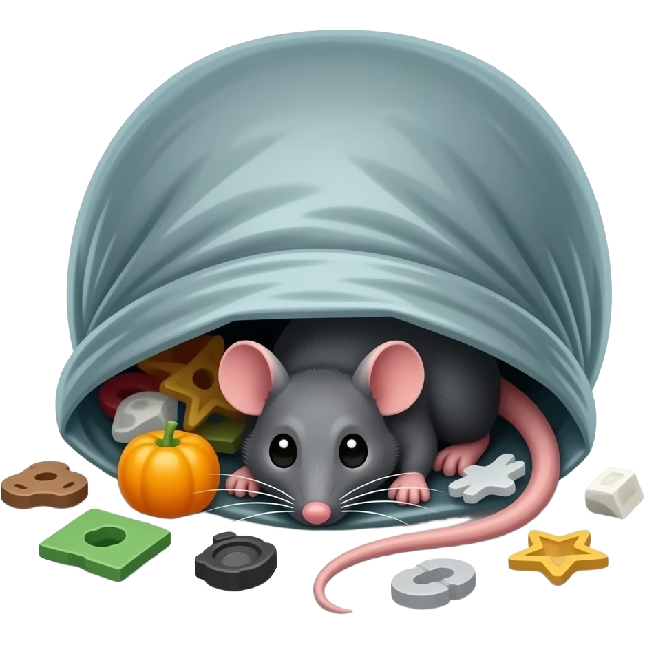 sac poubelle éventré déchets ouvert avec un rat emoji
