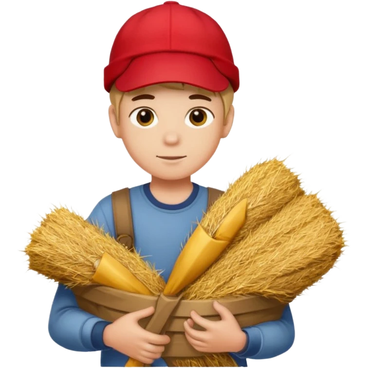 Boy helping farm – Red cap, carrying hay


 emoji