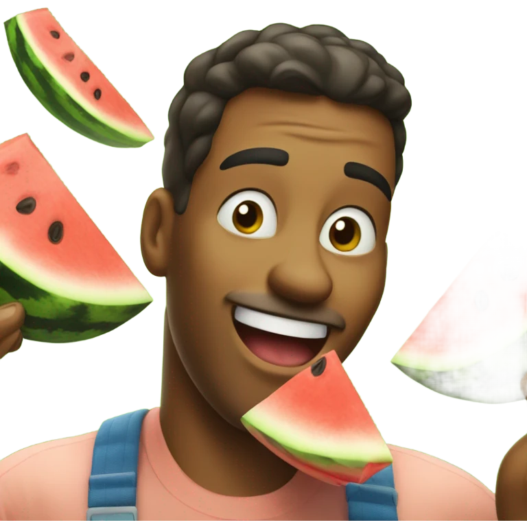 Man eating watermelon emoji