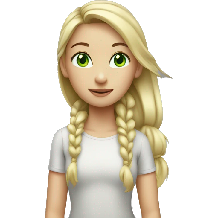 Girl with green eyes and light hair with ponytail  emoji