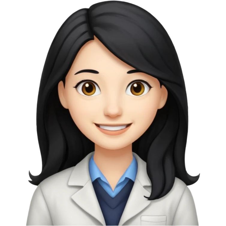 Profesora joven, sonrriente cabello negro y de pelo largo  emoji