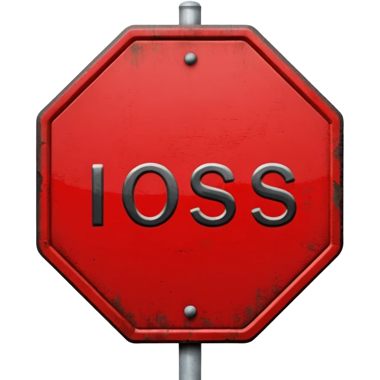 red, road sign, hexagonal, with the inscription SANCTIONS emoji