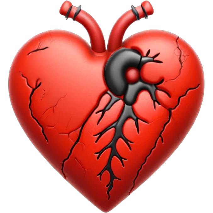 heart with black and red stitches emoji