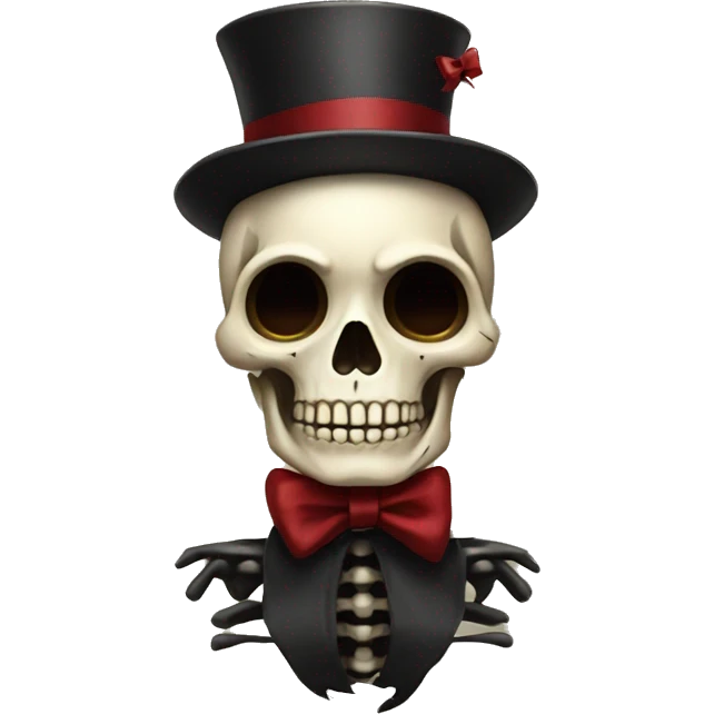 Cute skeleton w dark red bow on head emoji
