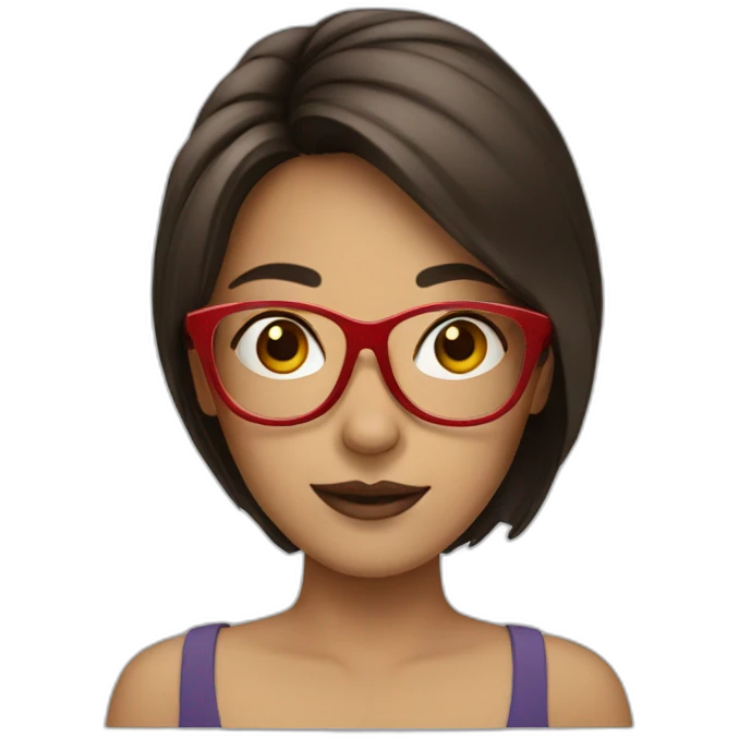 brunette girl with red glasses emoji