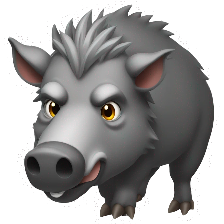 A serious wild ferocious grey boar emoji