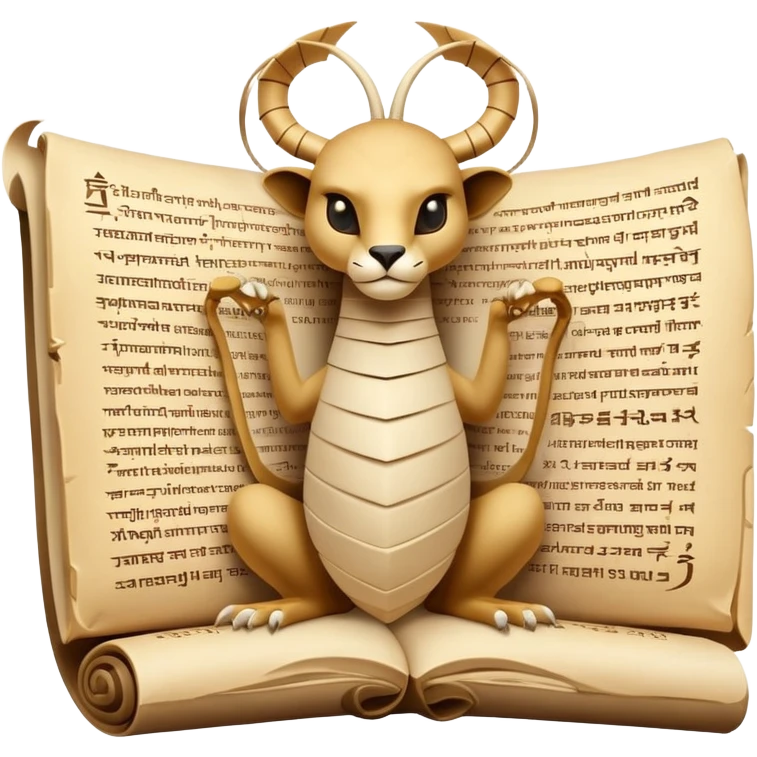 A creature composed of ancient scrolls and papyrus that have gained consciousness, folding and unfolding itself into different animal shapes while the hieroglyphs on its surface glow with arcane energy. emoji