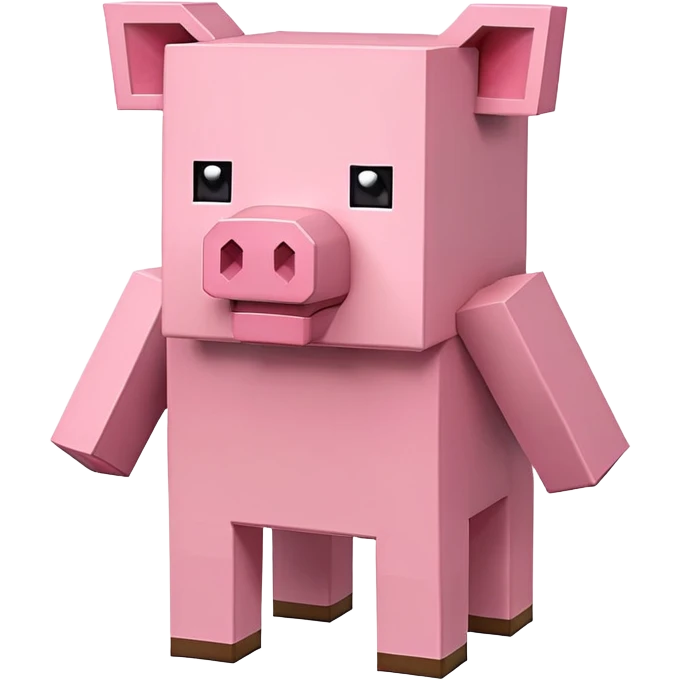 minecraft pig full body pink blocky animal square head square body emoji