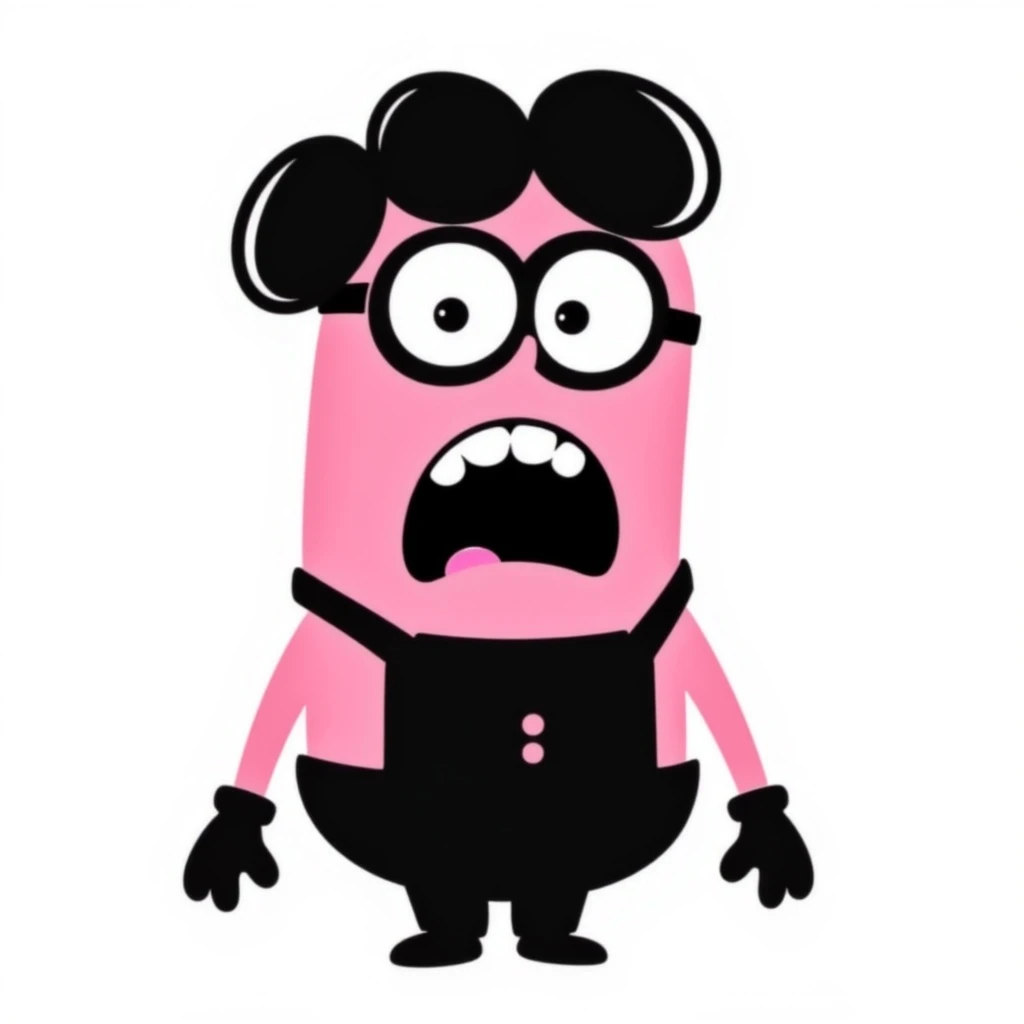 a pink screaming minion emoji