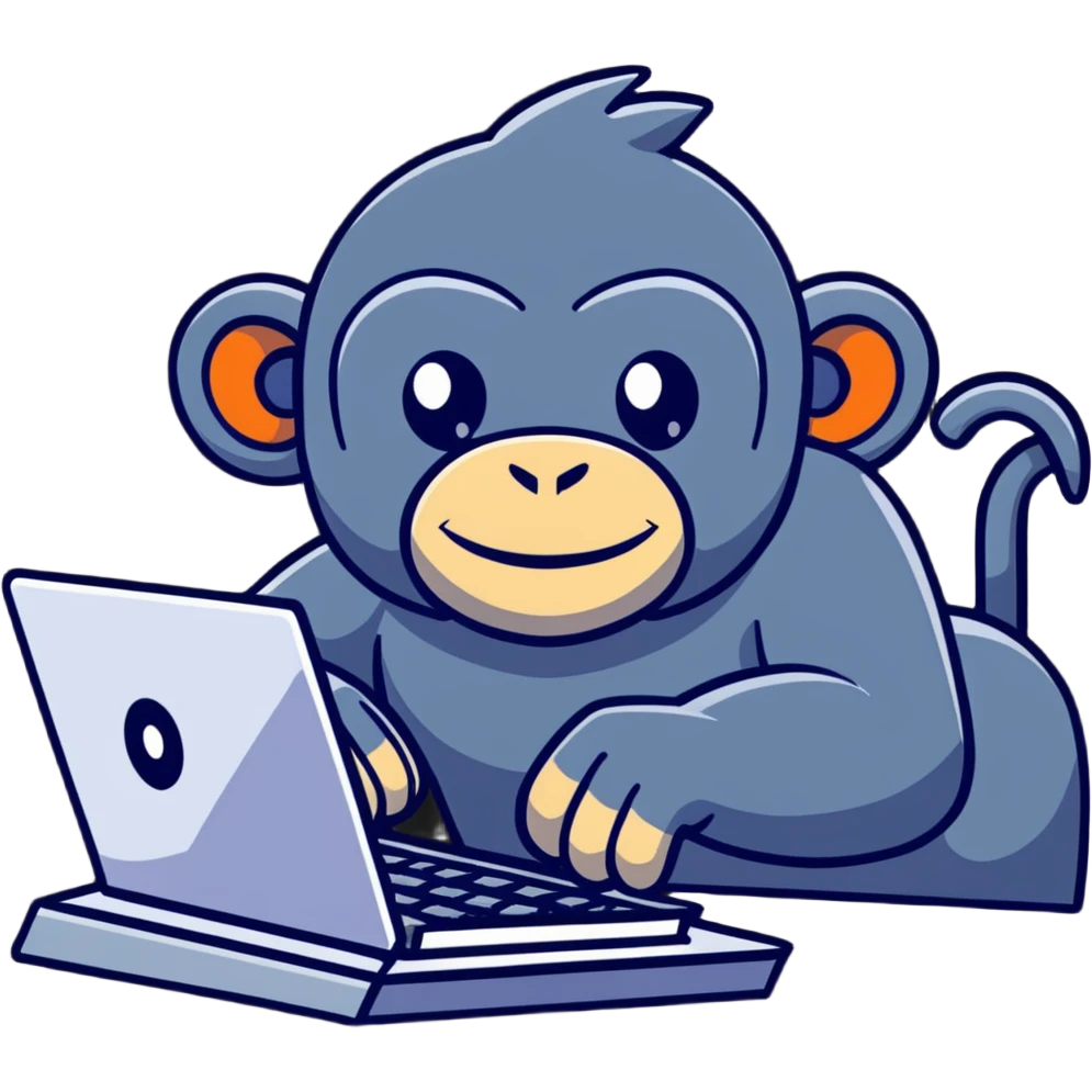 excited ape sending text messages on a computer keyboard emoji