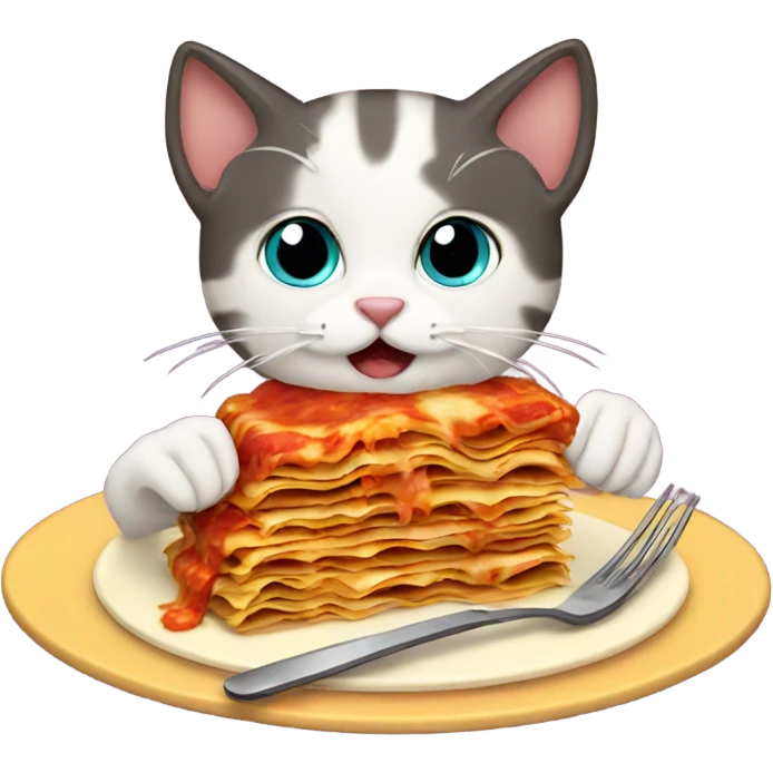 Cat eating lasagna emoji