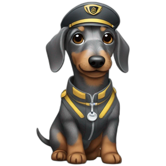 grey wire-haired daschund dressed as pilot emoji