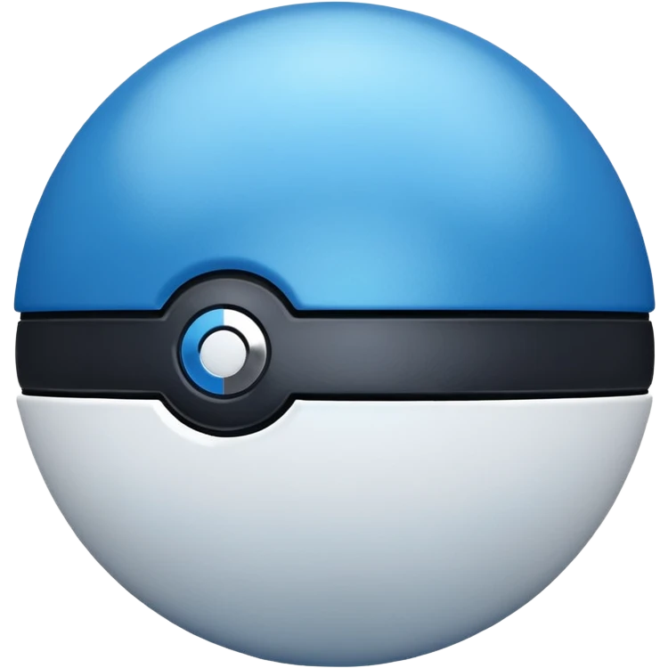 blue pokeball emoji, top half is a more saturated blue, bottom half is white, black stripe, with a metallic sheen emoji