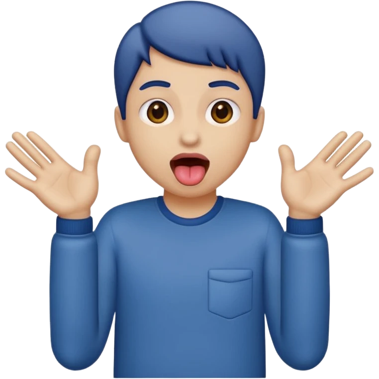 tongue out with hands to the side palm down emoji